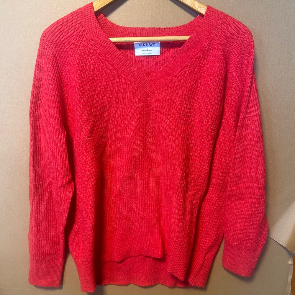 Red v neck sweater